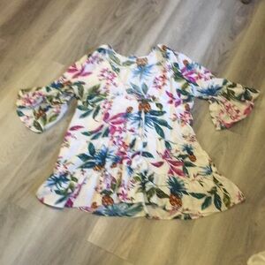 Blue Island Boho Beach Blouse Size Large